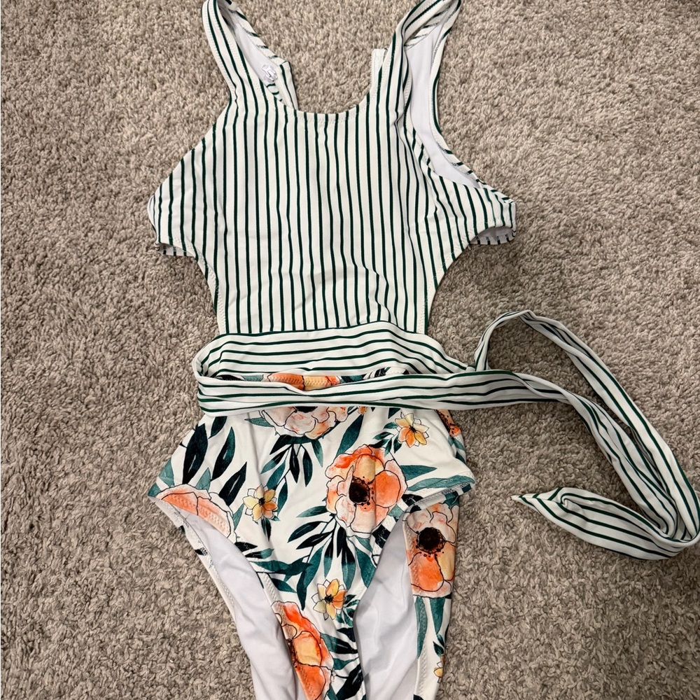 Cupshe Striped and Floral Swimsuit